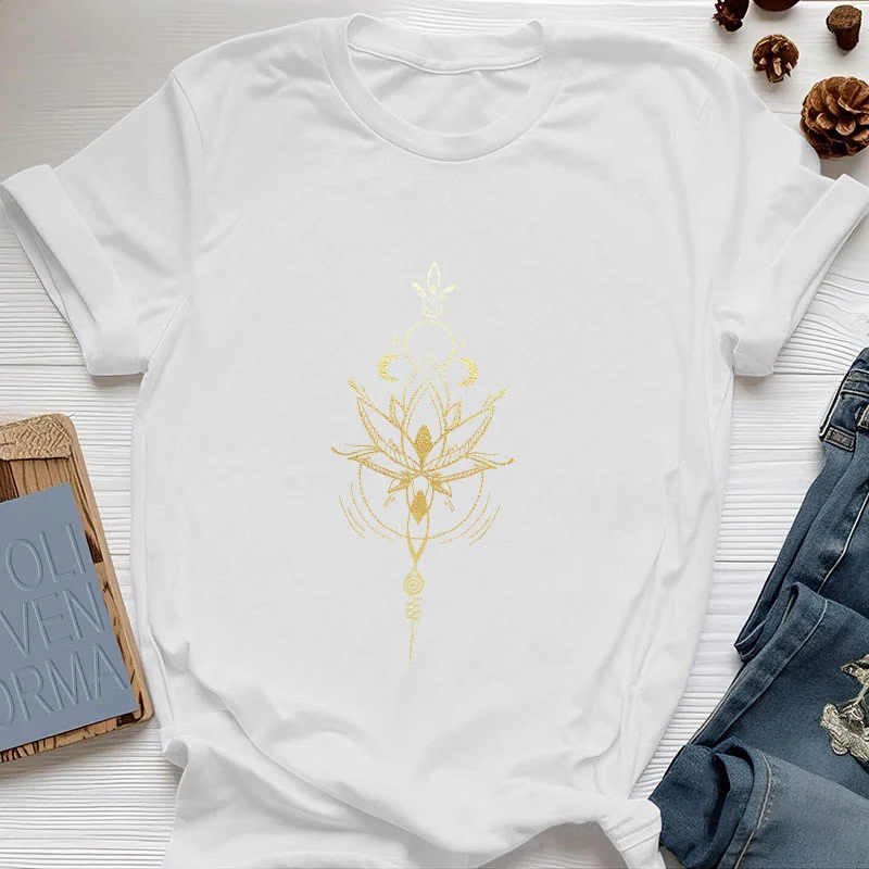 Olivenorma Mondphasen-Lotus-Schutz-Baumwoll-T-Shirt