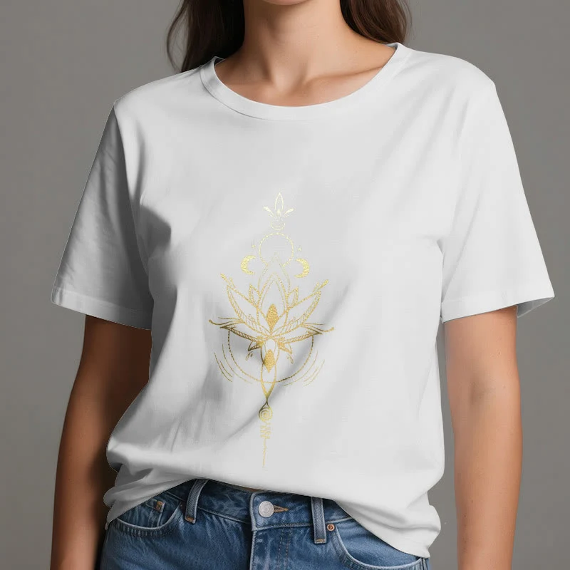 Olivenorma Mondphasen-Lotus-Schutz-Baumwoll-T-Shirt