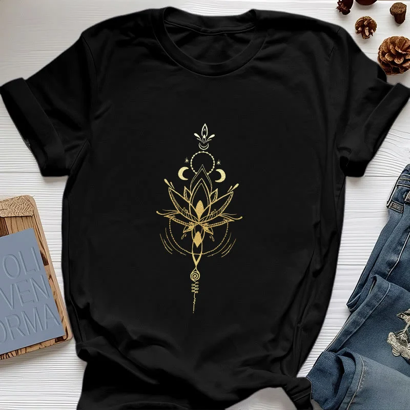 Olivenorma Mondphasen-Lotus-Schutz-Baumwoll-T-Shirt