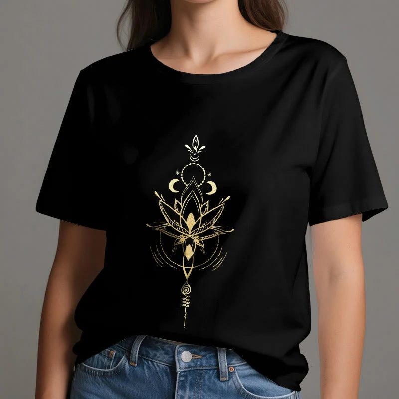Olivenorma Mondphasen-Lotus-Schutz-Baumwoll-T-Shirt