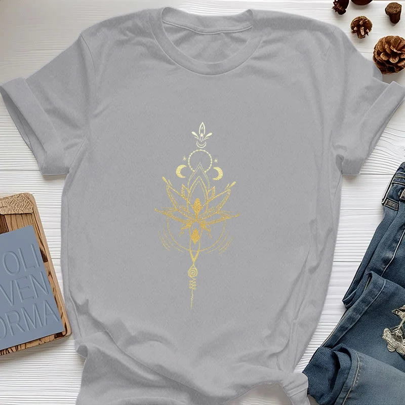 Olivenorma Mondphasen-Lotus-Schutz-Baumwoll-T-Shirt