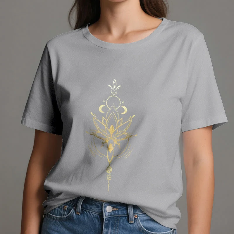 Olivenorma Mondphasen-Lotus-Schutz-Baumwoll-T-Shirt