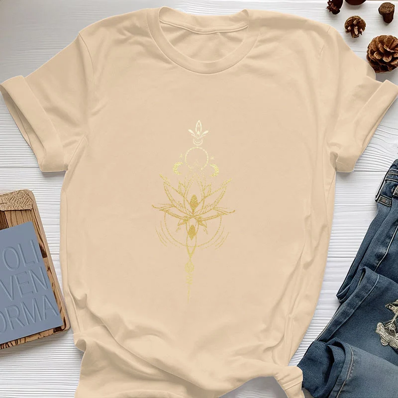 Olivenorma Mondphasen-Lotus-Schutz-Baumwoll-T-Shirt