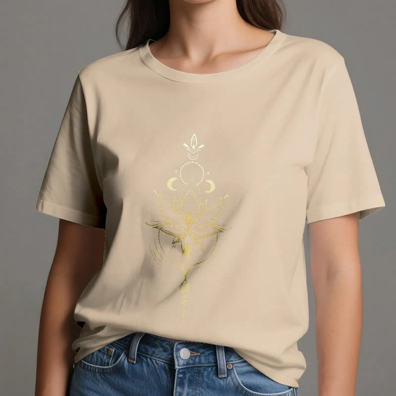 Olivenorma Mondphasen-Lotus-Schutz-Baumwoll-T-Shirt
