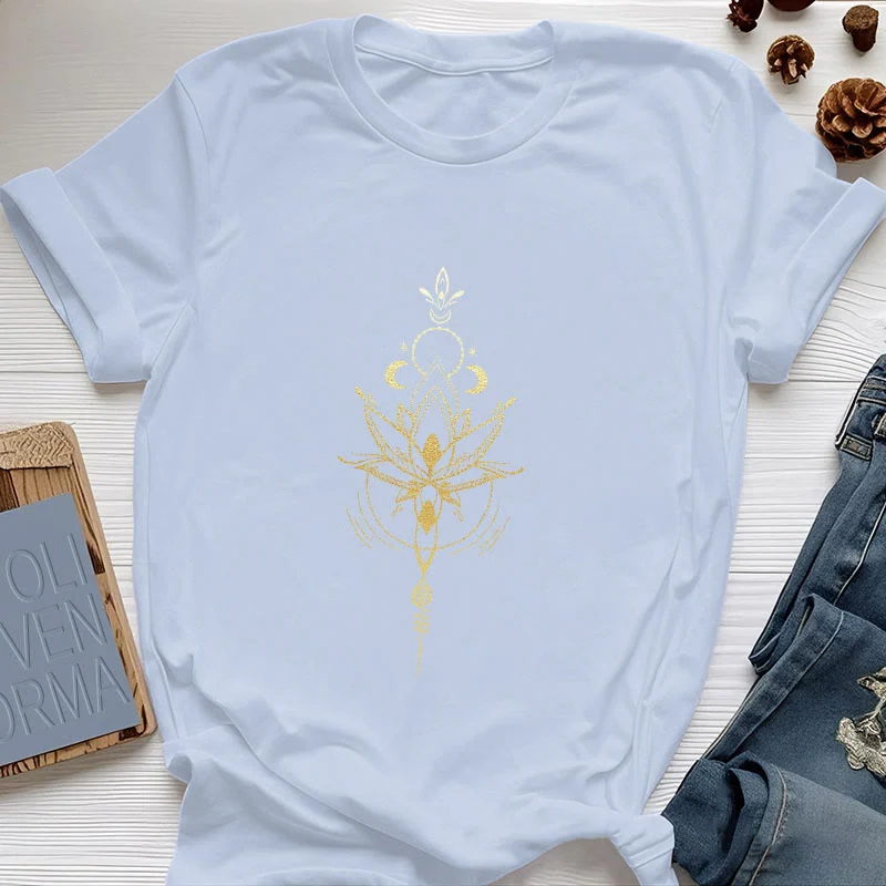 Olivenorma Mondphasen-Lotus-Schutz-Baumwoll-T-Shirt