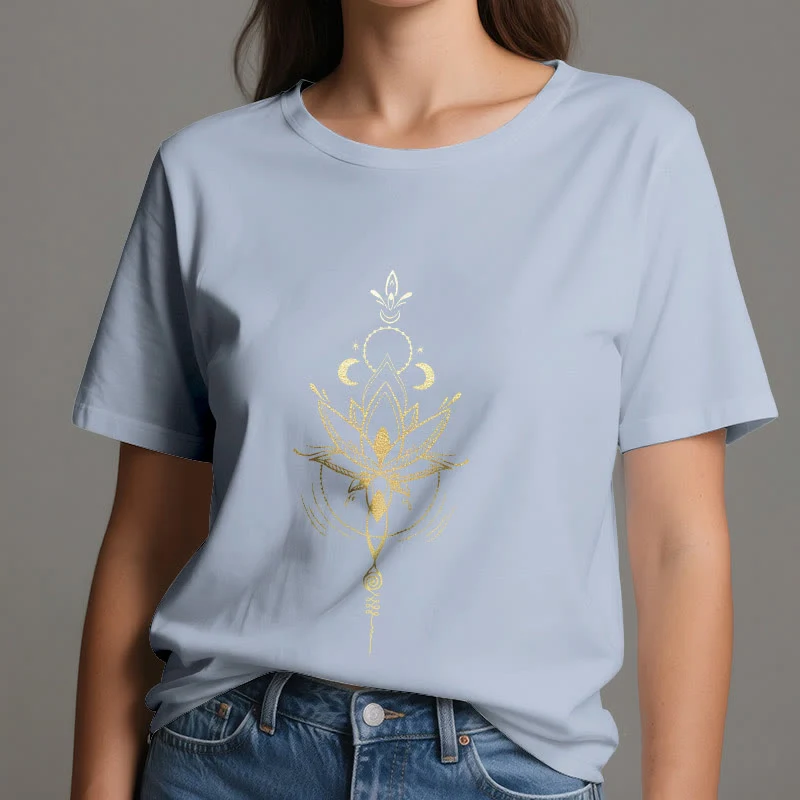 Olivenorma Mondphasen-Lotus-Schutz-Baumwoll-T-Shirt