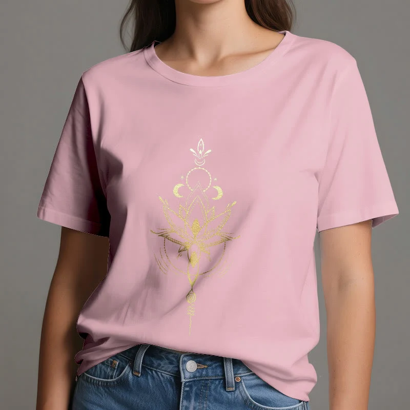 Olivenorma Mondphasen-Lotus-Schutz-Baumwoll-T-Shirt