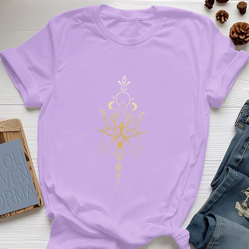 Olivenorma Mondphasen-Lotus-Schutz-Baumwoll-T-Shirt