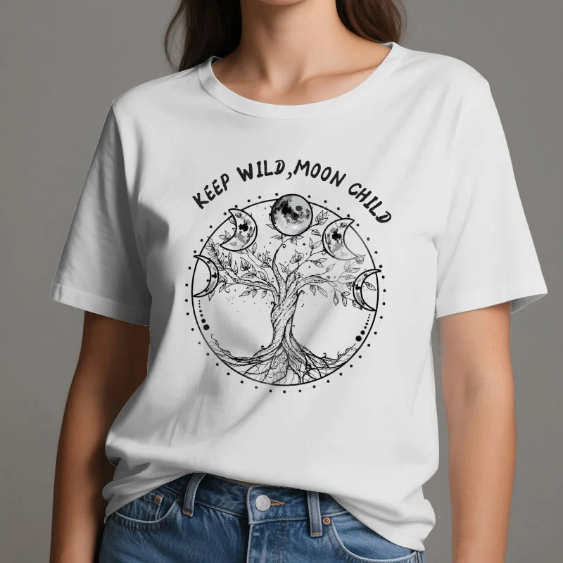 Olivenorma "KEEP WILD, MOON CHILD" Baum des Lebens Mondphase T-Shirts