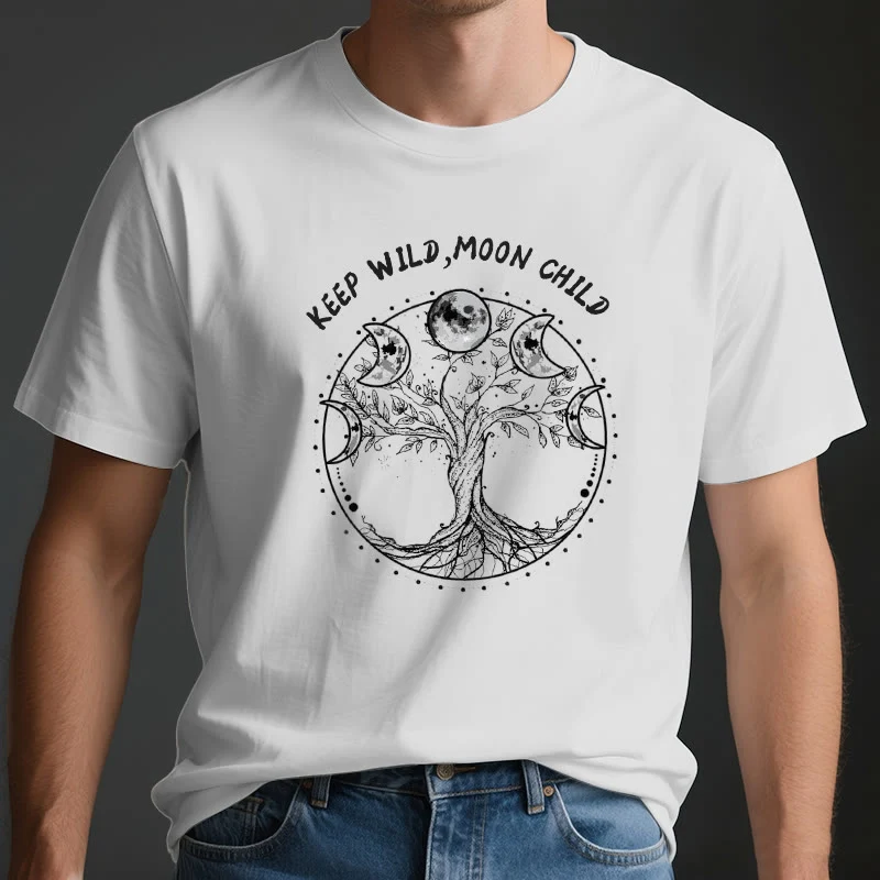 Olivenorma "KEEP WILD, MOON CHILD" Baum des Lebens Mondphase T-Shirts
