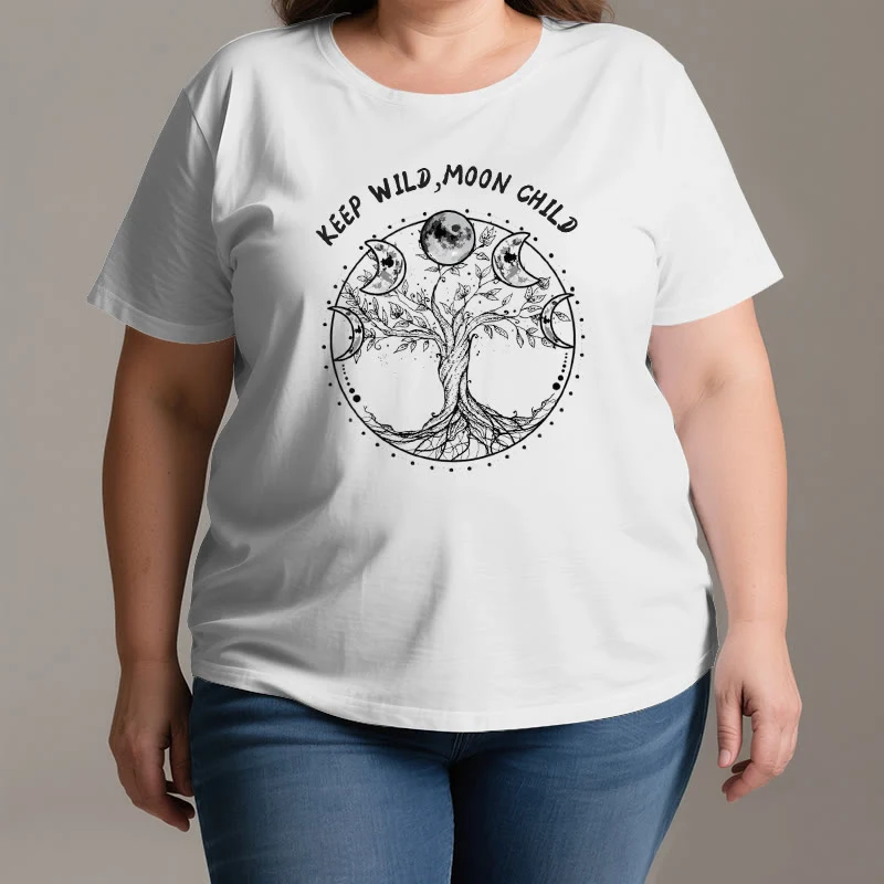 Olivenorma "KEEP WILD, MOON CHILD" Baum des Lebens Mondphase T-Shirts