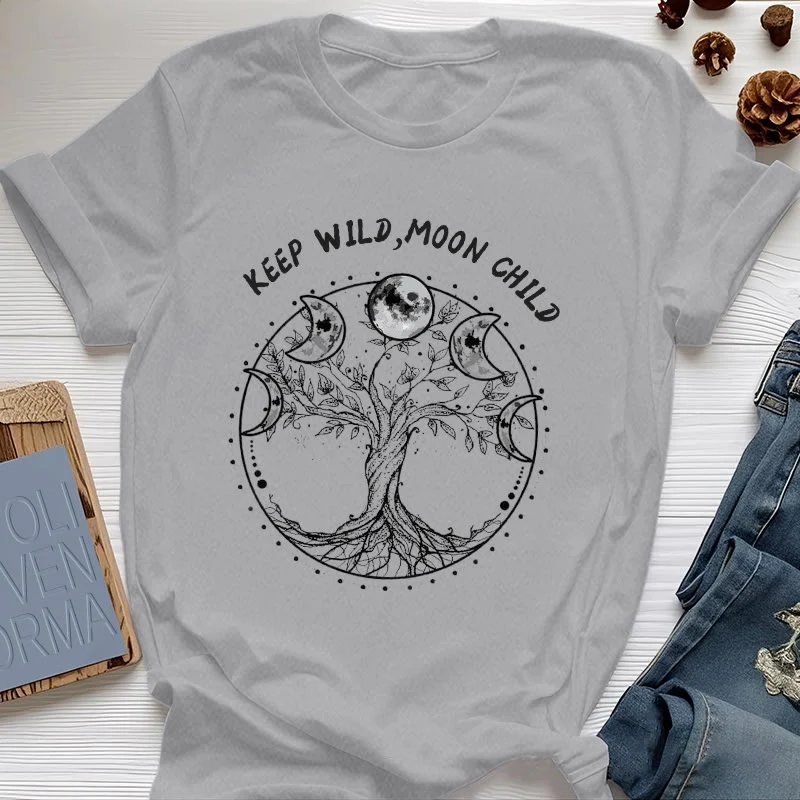 Olivenorma "KEEP WILD, MOON CHILD" Baum des Lebens Mondphase T-Shirts