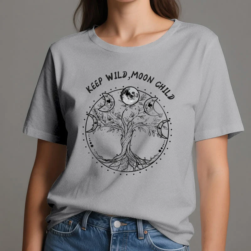 Olivenorma "KEEP WILD, MOON CHILD" Baum des Lebens Mondphase T-Shirts