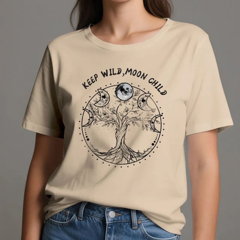Olivenorma "KEEP WILD, MOON CHILD" Baum des Lebens Mondphase T-Shirts