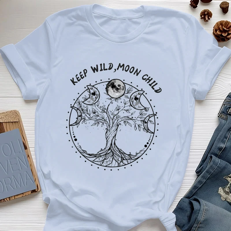 Olivenorma "KEEP WILD, MOON CHILD" Baum des Lebens Mondphase T-Shirts