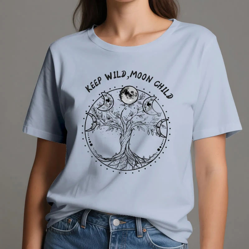 Olivenorma "KEEP WILD, MOON CHILD" Baum des Lebens Mondphase T-Shirts