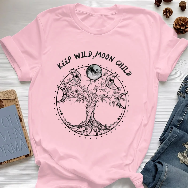Olivenorma "KEEP WILD, MOON CHILD" Baum des Lebens Mondphase T-Shirts