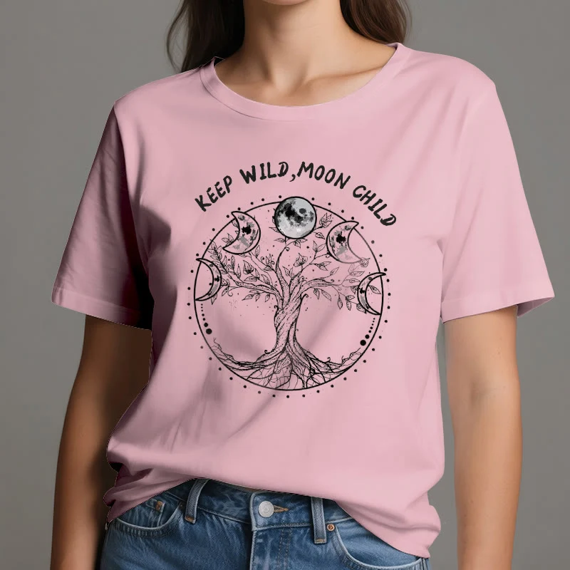 Olivenorma "KEEP WILD, MOON CHILD" Baum des Lebens Mondphase T-Shirts