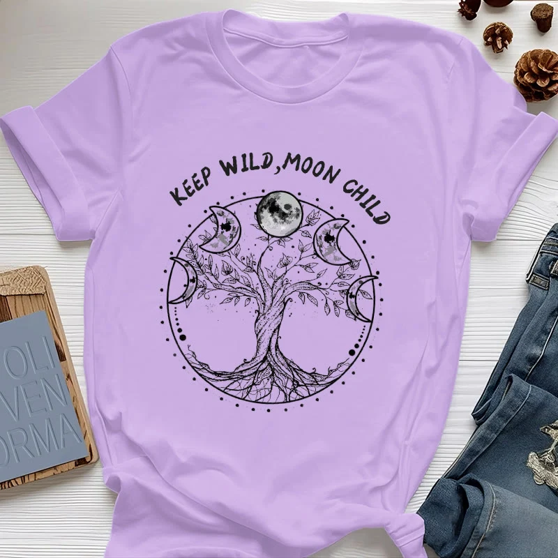 Olivenorma "KEEP WILD, MOON CHILD" Baum des Lebens Mondphase T-Shirts