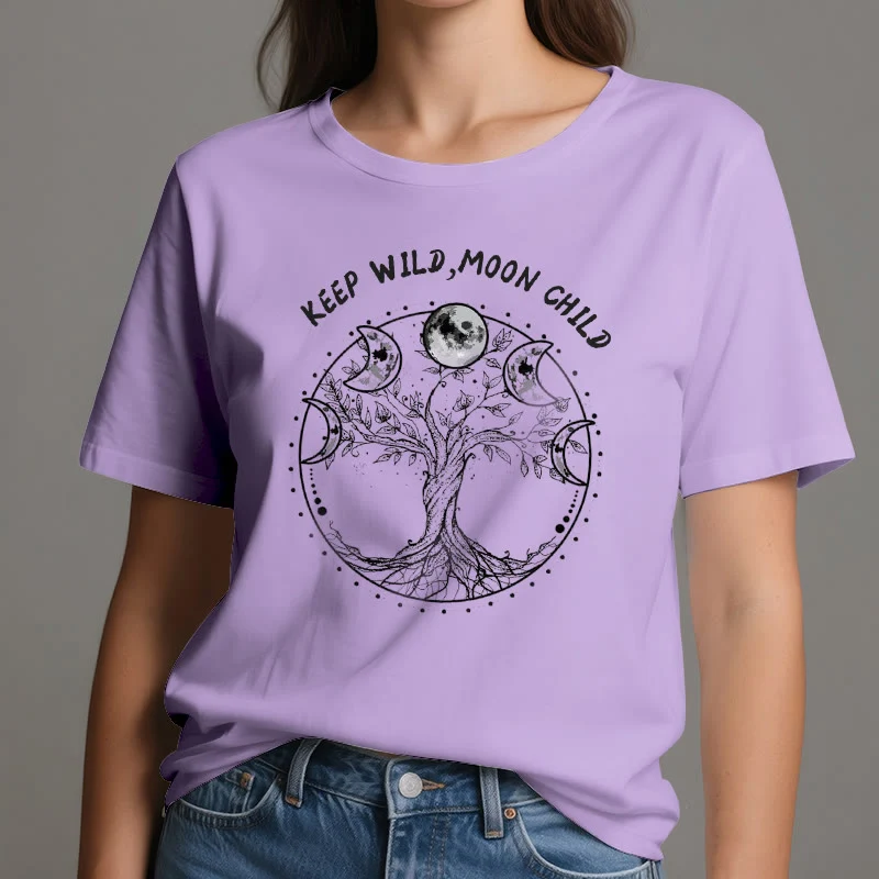 Olivenorma "KEEP WILD, MOON CHILD" Baum des Lebens Mondphase T-Shirts