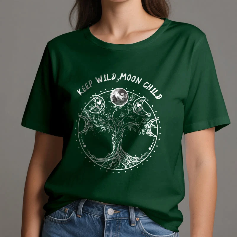 Olivenorma "KEEP WILD, MOON CHILD" Baum des Lebens Mondphase T-Shirts