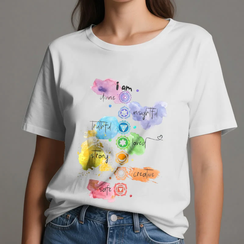 Olivenorma "ICH BIN" 7 Chakra Energie Yoga T-Shirt