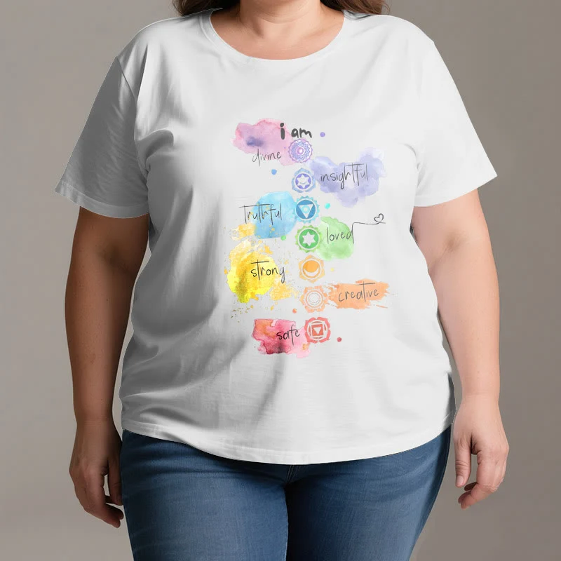 Olivenorma "ICH BIN" 7 Chakra Energie Yoga T-Shirt