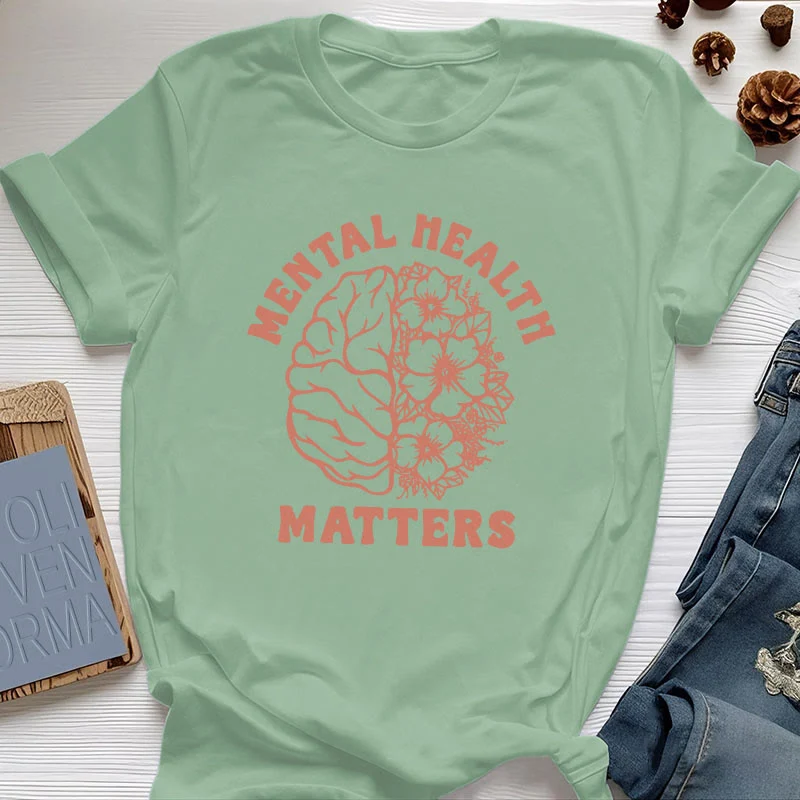 Olivenorma „MENTAL HEALTH MATTERS“ Inspirierendes Baumwoll-T-Shirt