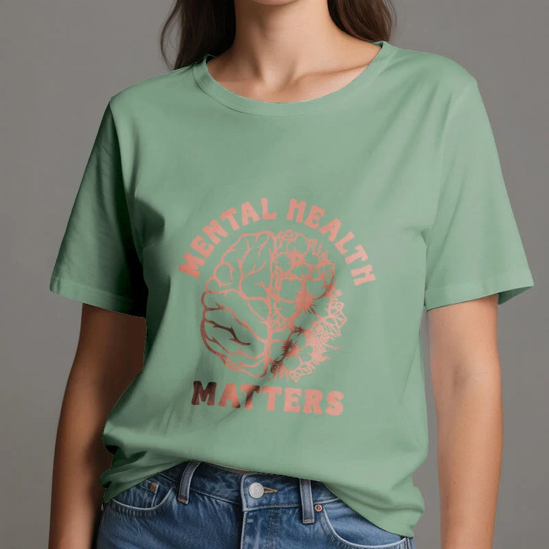 Olivenorma „MENTAL HEALTH MATTERS“ Inspirierendes Baumwoll-T-Shirt