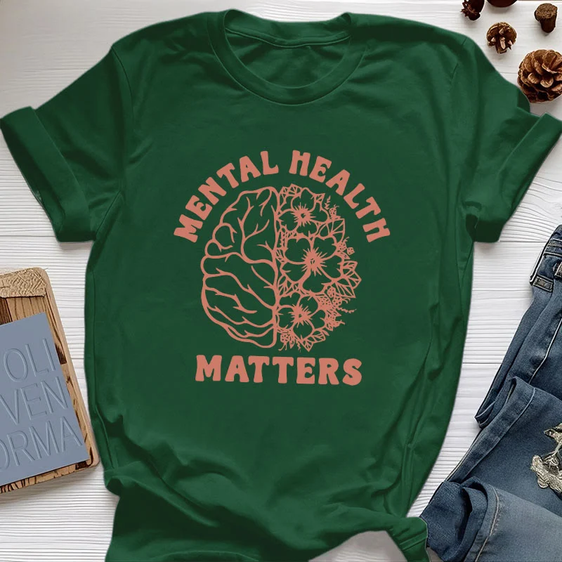 Olivenorma „MENTAL HEALTH MATTERS“ Inspirierendes Baumwoll-T-Shirt