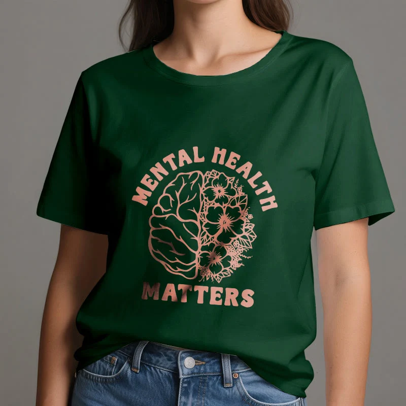 Olivenorma „MENTAL HEALTH MATTERS“ Inspirierendes Baumwoll-T-Shirt