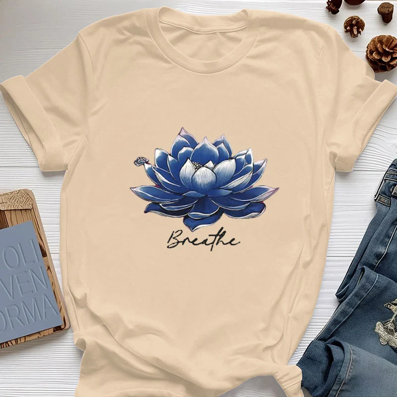 Olivenorma "BREATHE" Lotus Yoga Bekleidung Spirituelles T-Shirt
