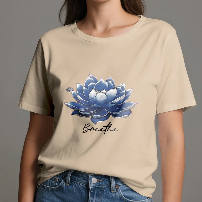Olivenorma "BREATHE" Lotus Yoga Bekleidung Spirituelles T-Shirt