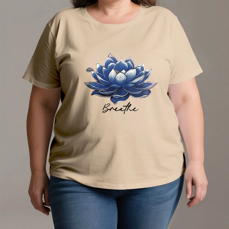 Olivenorma "BREATHE" Lotus Yoga Bekleidung Spirituelles T-Shirt