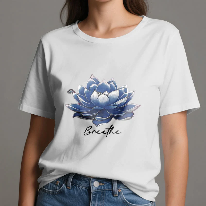 Olivenorma "BREATHE" Lotus Yoga Bekleidung Spirituelles T-Shirt