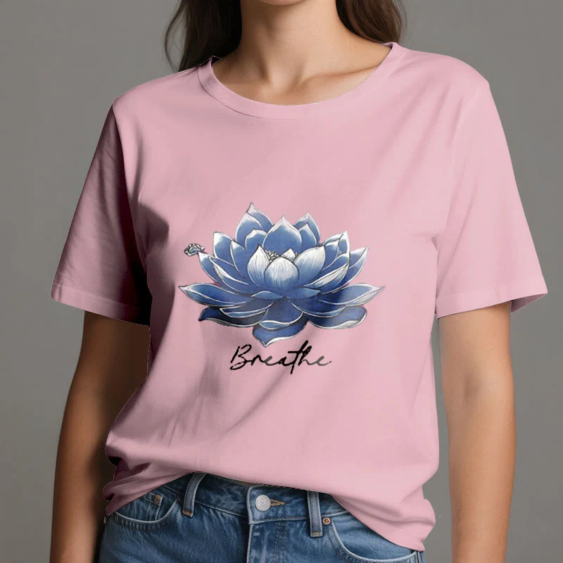Olivenorma "BREATHE" Lotus Yoga Bekleidung Spirituelles T-Shirt