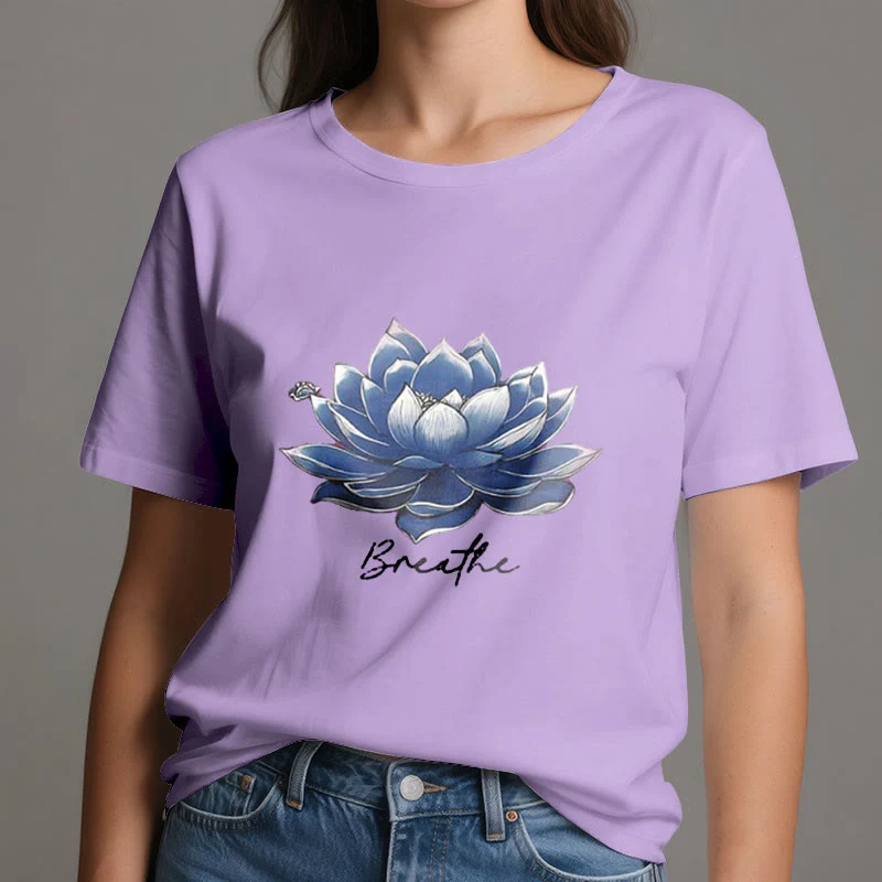 Olivenorma "BREATHE" Lotus Yoga Bekleidung Spirituelles T-Shirt