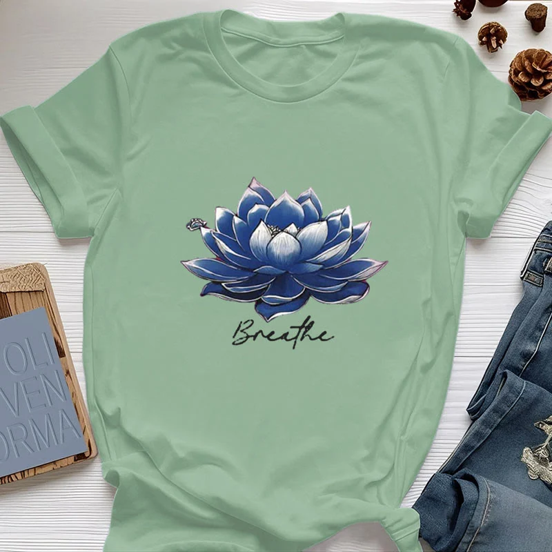 Olivenorma "BREATHE" Lotus Yoga Bekleidung Spirituelles T-Shirt