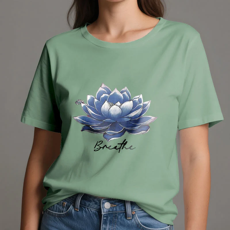 Olivenorma "BREATHE" Lotus Yoga Bekleidung Spirituelles T-Shirt