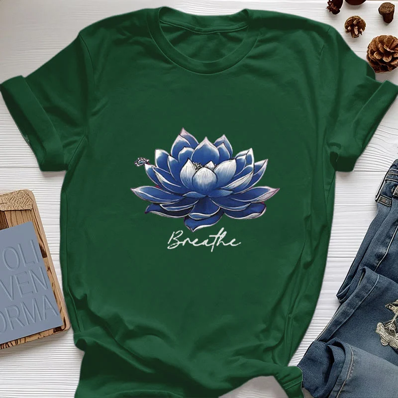 Olivenorma "BREATHE" Lotus Yoga Bekleidung Spirituelles T-Shirt