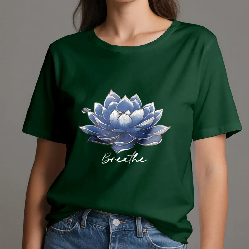 Olivenorma "BREATHE" Lotus Yoga Bekleidung Spirituelles T-Shirt