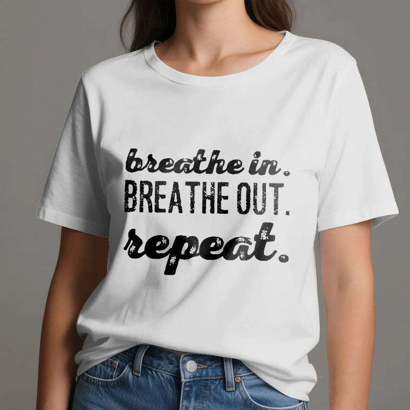 Olivenorma -Shirt "Breathe In, Breathe Out" Meditation Spirituelles T-Shirt
