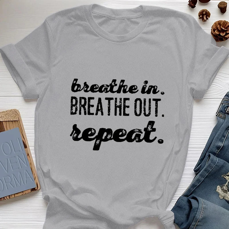Olivenorma -Shirt "Breathe In, Breathe Out" Meditation Spirituelles T-Shirt