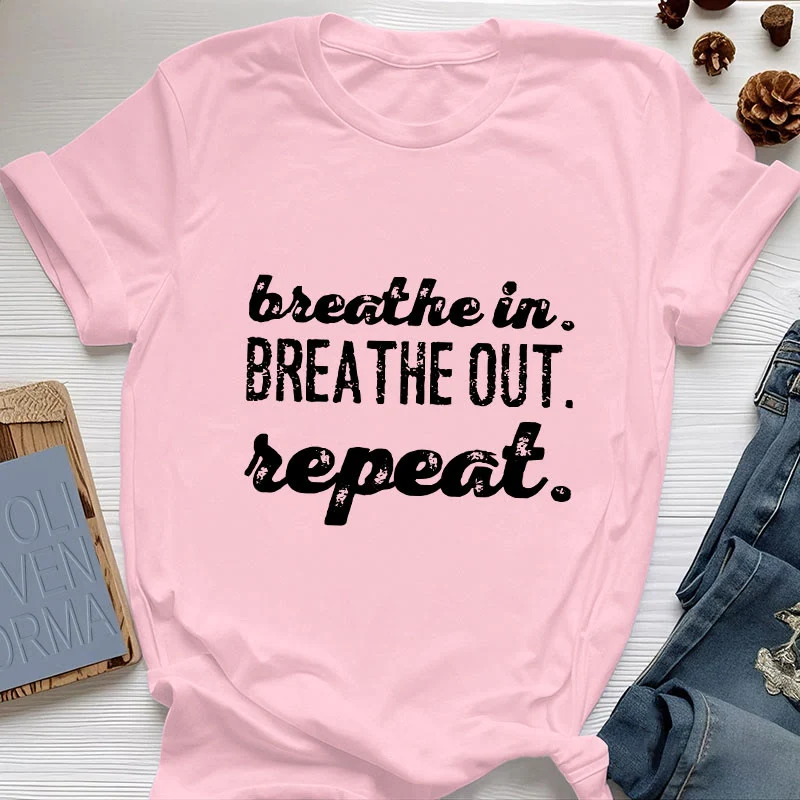 Olivenorma -Shirt "Breathe In, Breathe Out" Meditation Spirituelles T-Shirt