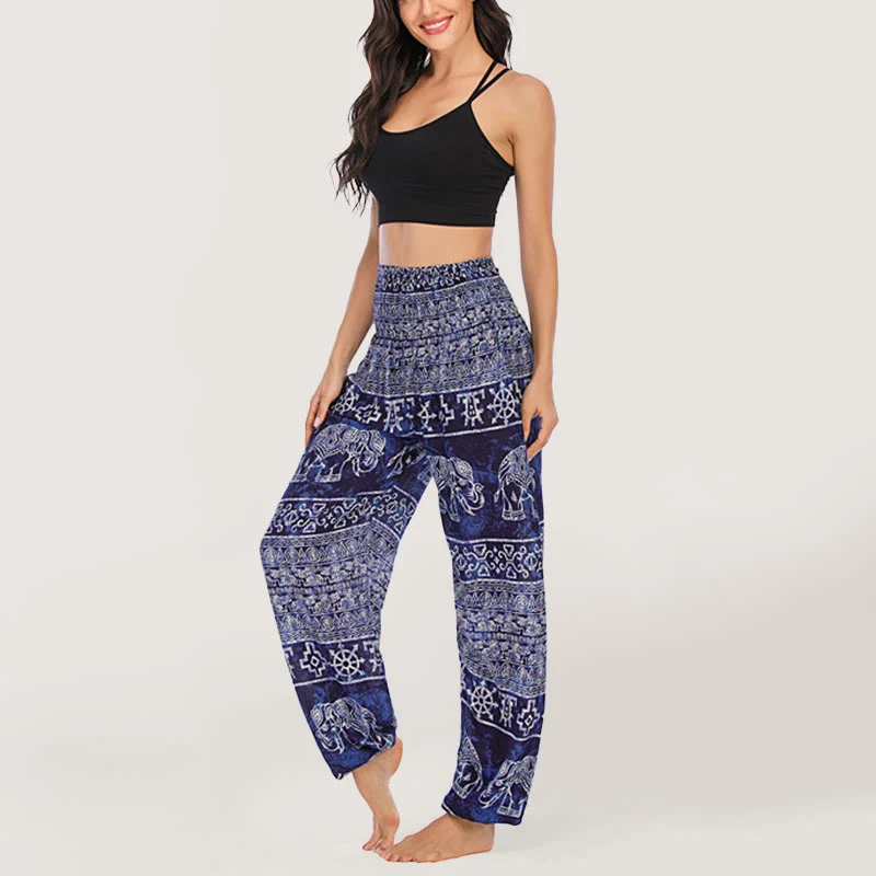 Olivenorma Elefanten-Yogahose aus Viskose, Haremshose für Damen mit elastischer Taille