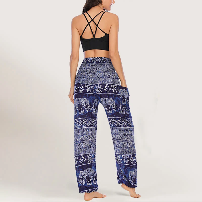Olivenorma Elefanten-Yogahose aus Viskose, Haremshose für Damen mit elastischer Taille