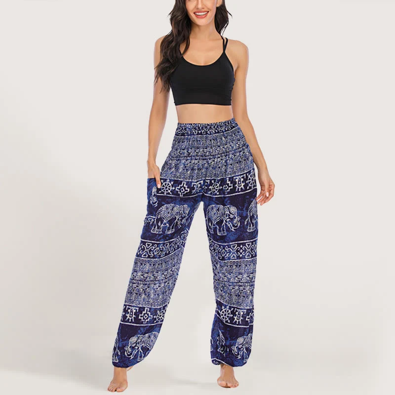 Olivenorma Elefanten-Yogahose aus Viskose, Haremshose für Damen mit elastischer Taille