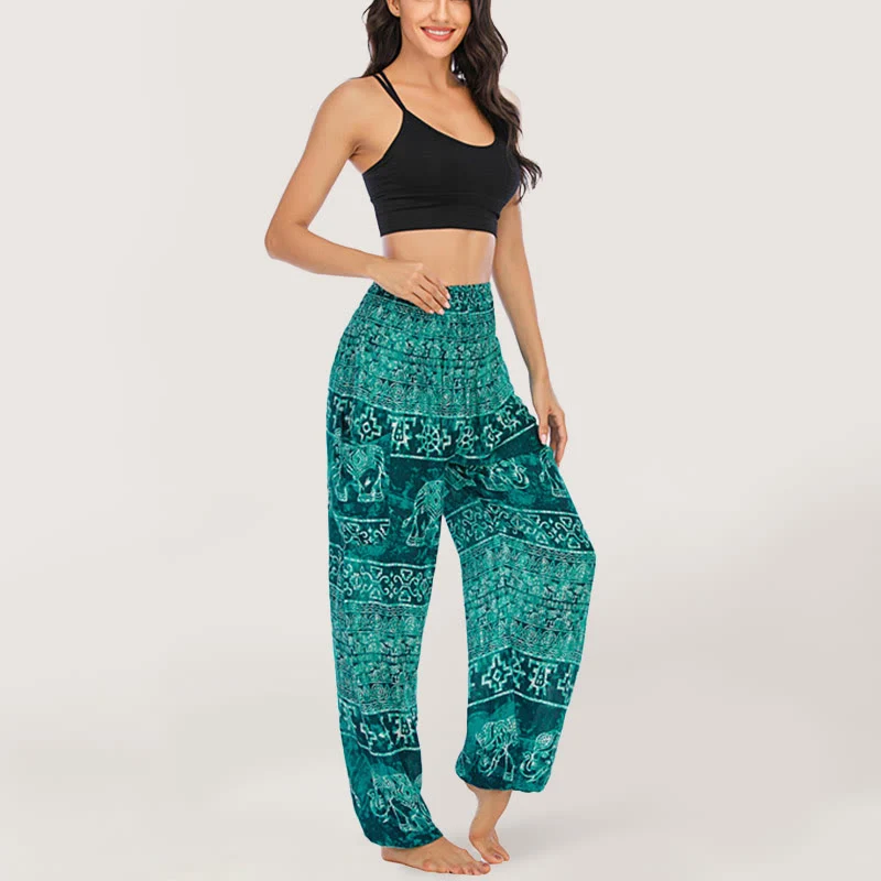 Olivenorma Elefanten-Yogahose aus Viskose, Haremshose für Damen mit elastischer Taille