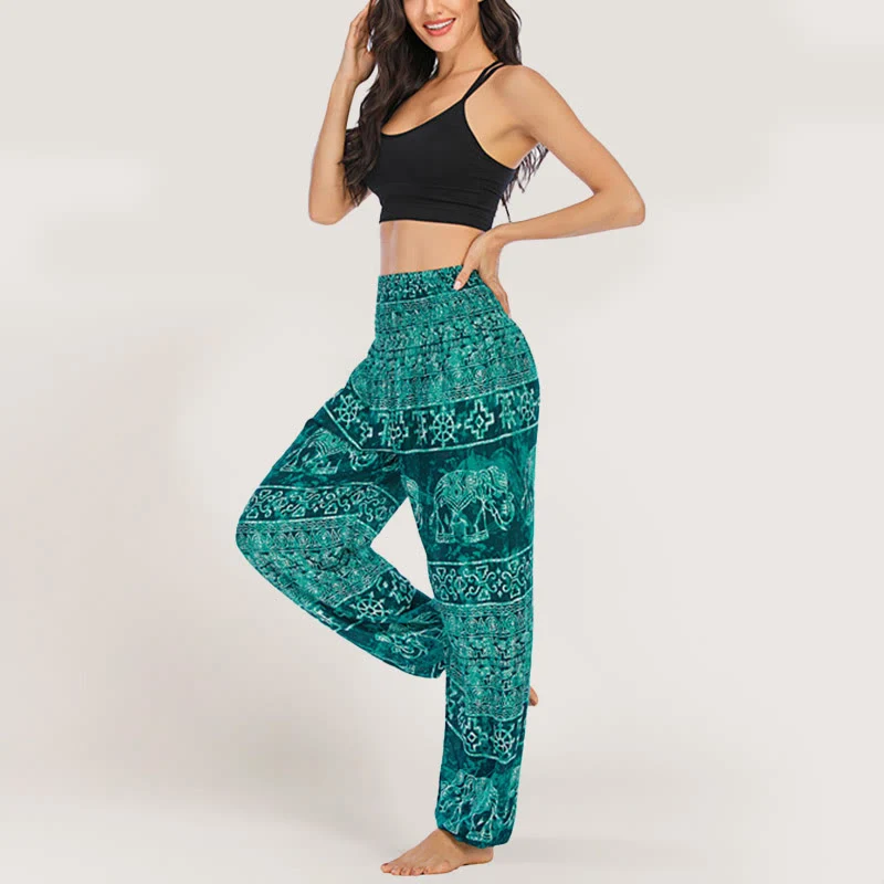 Olivenorma Elefanten-Yogahose aus Viskose, Haremshose für Damen mit elastischer Taille