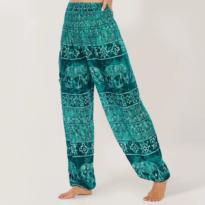 Olivenorma Elefanten-Yogahose aus Viskose, Haremshose für Damen mit elastischer Taille